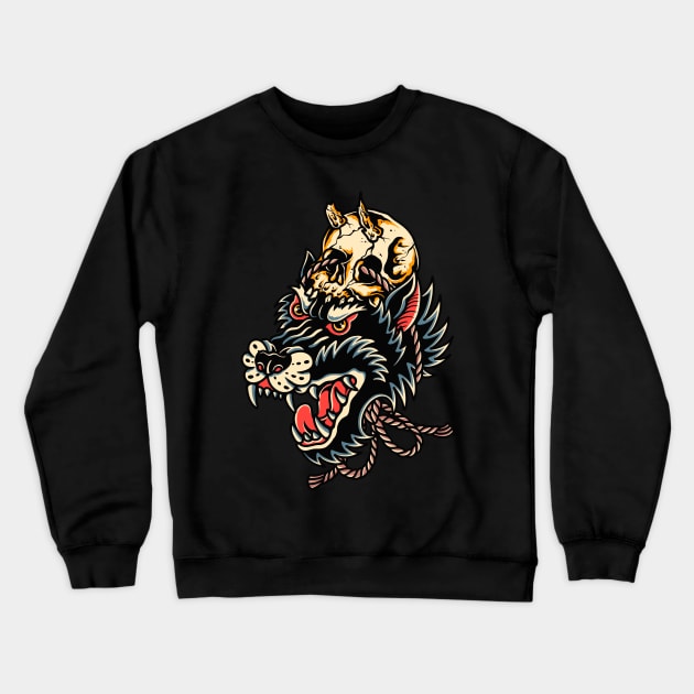 Wolf skull Crewneck Sweatshirt by ILLUSTRA.13